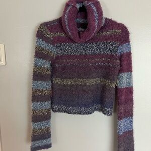 Free People boucle turtleneck striped sweater